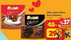 ÜLKER SÜTLÜ/BİTTER KARE ÇİKOLATA 60 G